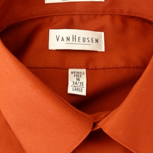 NWT Van Heusen men’s burnt orange dress shirt sz 16 34/35 - Picture 6 of 6